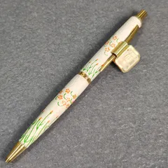 PILOT タグ付　皮巻き　花柄　ノック式　ボールペン　パイロット　訳あり
