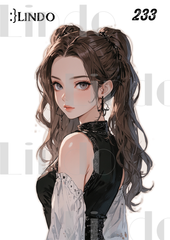 コラージュ素材　人物ステッカー　女の子　A6サイズ　5枚入り　シール　ノーカット　233