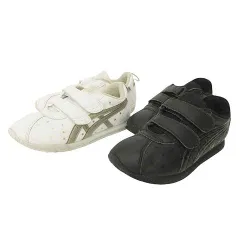 アシックス asics 子供用 スニーカー 2点セット SUKU2 コルセア MINI シューズ スター 星プリント ベルクロ 21.5 22.5 白黒
