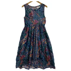 Bou Jeloud ブージュルード  総柄 ノースリーブワンピース size38/ブルー系