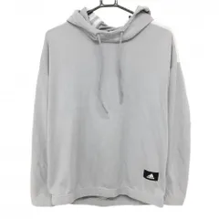 【美品】アディダス パーカー グレー×白 裾ロゴ 薄手 メンズ L ゴルフウェア adidas