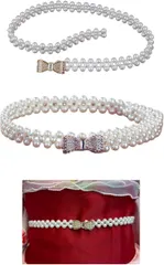 §Ｂｇ３ 帯締め パール 帯紐 浴衣 帯飾り 飾り紐 帯留め フェイクパール キラキラ 成人式 金リボン(ホワイト)