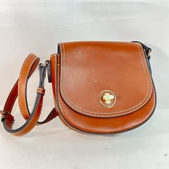 美品】アニエスベー ショルダーバッグ ターンロック ブラウン 牛革 本 