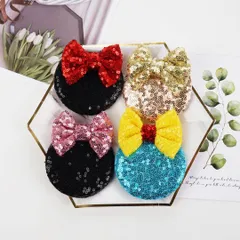 ミニー風ヘアクリップ　ディズニー　ヘアピン　セット　スパンコール　ミニー　耳