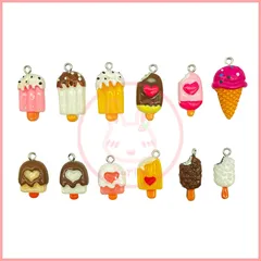 新品 Kurimi アクセサリーパーツ DIY 可愛い キーホリダー 髪飾り イヤリング ピアス 耳飾り 樹脂 デコ材料 アクセサリー 飾り物 装飾品 (アイス)