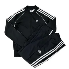 186005 極美品★ adidas アディダス ジャージ上下セット FM3288 GK8649  ブラック/ホワイト ポリエステル レディース