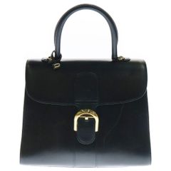 DELVAUX (デルボー) ブリヨンMM 2WAYショルダーバッグ ハンドバッグ ブラック ゴールド金具 カーフレザー
