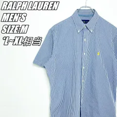 【US古着･00’s~】RALPH LAUREN　ラルフローレン　半袖ストライプシャツ　メンズ　サイズ表記M　L~XL相当　ネイビー×ホワイト