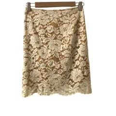 TODAYFUL(トゥデイフル) スカート サイズF レディース - アイボリー×ダークイエロー ひざ丈/レース/花柄
