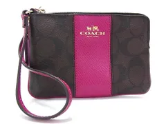 ■極美品■ COACH コーチ F64233 シグネチャー PVC×レザー マルチポーチ マルチケース 小物入れ レディース パープル系 DH8651
