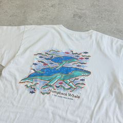 90s USA製 L.L.Bean Humpback Whale Back Printed T-shirt エルエルビーン ザトウクジラ バックプリントTEE Tシャツ　アニマル