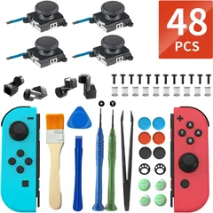 ジョイコン 修理 【48 in 1 ジョイコン修理セットfor Switch/Switch Lite/switch 有機elモデル】ジョイコン スイッチ 修理キット ジョイコン 修理 コントロール 右／左 3Dセンサーアナログジョイスティック 4個入 親指キャ