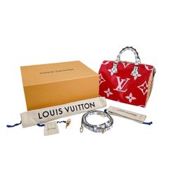 ルイヴィトン M44573 モノグラム・ジャイアント ショルダーバッグ スピーディー・バンドリエール30 ショルダーバッグ LOUIS VUITTON ルージュxピンク