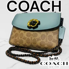 美品 COACH コーチ ショルダーバッグ カラーブロック クロスボディ シグネチャー キャンバス パーカー カーフ レザー スエード ターンロック開閉 ミニ フラワー ティーローズ PVC
