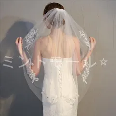 ベール ウェディングベール ホワイト 白 コーム付き メッシュ 結婚式 姫系 二次会 パーティー ウェディング 花嫁 プリンセス 森ガール 刺繍