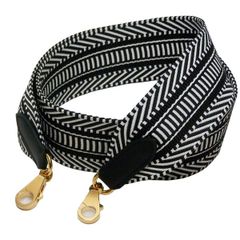 エルメス　HERMES　ショルダーストラップ　バンドリエール　サングル　カヴァル　50mm　85cm　ブラック/ホワイト　ゴールド金具　Ｋ刻印　未使用品