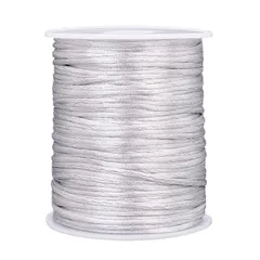シルバー PH PandaHall 紐 手芸 結び紐 ナイロン糸 線 約100m 直経約2mm ナイロンロープ 編み ブレスレット ハンドメイド 手芸用品 アクセサリーパーツ 手作り 材料 素材 シルバー