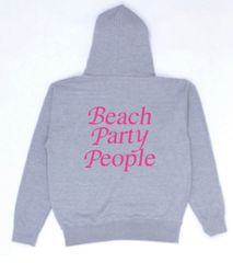 プルオーバーパーカー　ビーチ　beach ユニセックス　グレー×ピンク