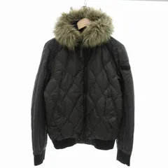 ディーゼル DIESEL キルティングダウンジャケット ジップブルゾン ナイロン ファー フード付き M 黒 ブラック /FT ■GY03