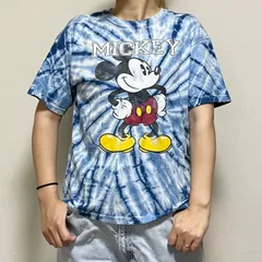 00's Disney  Mickey tie-dye Tシャツ　古着　ミッキー ディズニー　タイダイTシャツ　ブルー　青　Ｌ