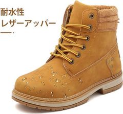 レディース ブーツ 秋と冬 ハイトップ レザー ワークブーツ プラスサイズ レディース 革靴 イングランド風 ハイトップ 厚底 ノンスリップ f