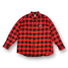 F.C.Real Bristol 21AW BIG LOGO FLANNEL BAGGY SHIRT ビッグロゴ フランネル バギー シャツ エフシーレアルブリストル FCRB-212078  レッド XL  67852A3