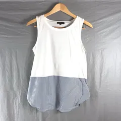 コムサイズム COMME CA ISM カットソー ノースリーブ ストライプ 切り替えデザイン 綿 ブルー 白系 9サイズ 2025033000207