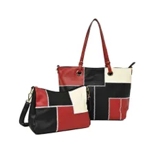 [MORE AUNI] トートバッグ D.KELLY パッチワーク デザイン トート バッグ レディース 大容量 旅行 トラベル お出かけ 可愛い 春 夏 デート お洒落 母の日 贈り物 SP-140R (BLK) [ブラック / SP-140R]