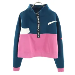 NIKE ナイキ ショート丈 ハーフジップ ジャケット L 青紺 DRI-FIT レディース 古着