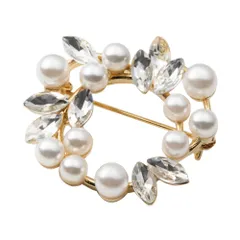 【B：ゴールド×ワンサイズ】[Cream dot. クリームドット公式] ブローチ コサージュ フォーマル 卒業式 卒園式 入学式 入園式 ママスーツ パール キュービックジルコニア ビジュー 小さめ ミニ ピン 華やか 大人 上品 エレガント
