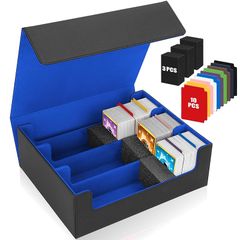 HIMOMO デッキケース 1800枚収納 大容量(3列)、マグネットローダー トレカケース用 ケース PU レザー 縦型ゲームカードボックス、10つの仕切り付きスポンジ3個付属 トレカケース デッキケース カード PUレザー ストレージボックス カードケ 1