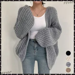 ニットカーディガン レディース ボレロ風カーディガン 韓国風 ゆるニットトップス 体型カバー ボリューム袖 長袖 ニットアウター 羽織り 春秋服 大人カジュアルゆったり セーター ざっくりニット秋冬 着やせ ニット春秋