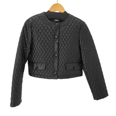 ザラ ZARA エコレザーノーカラーキルティングジャケット レディース import：M 