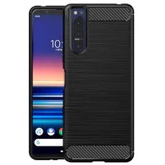 [WOEXET] Xperia 5 II ケース docomo Xperia 5 II SO-52A 衝撃吸収 カーボン 指紋防止 シンプル 滑り止め エクスペリア 5ii SOG02 耐衝撃ケース 黒 0