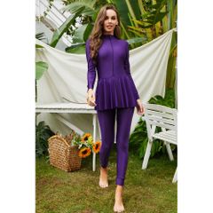 ☆ Purple ☆ XL ☆ Women's Swimsuit pkyy38 Long Sleeve Swimsuit Women's Fitness Separates Burkini Swimwear Stylish Cute Long Pants Conservative 40s 50s 60s Fitness Swimsuit Mom Swimsuit Full Cover Sun Protection
