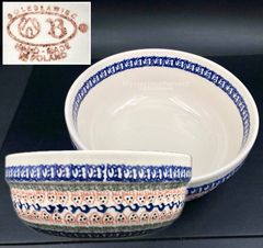 MZ642) Polish Pottery BOLESLAWIEC サラダボウル 1点 現状品