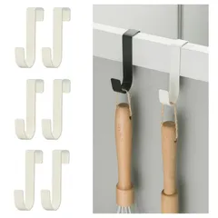 新品 フック ゴミ袋ハンガー セット 戸棚のドアハンガー Ｓ字フック ドアハンガーフック タオル 滑り止め 引き出し 戸棚 扉 キッチン ゴミ袋かけ 引き出し ハンガー フック 収納 お手洗い 【6個組】 (ホワイト)