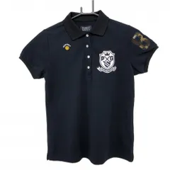 【美品】パーリーゲイツ 半袖ポロシャツ ネイビー×白 ニコちゃん スマイル レディース 0(S) ゴルフウェア PEARLY GATES