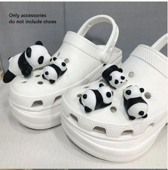 5点セット パンダ panda ぱんだ サンダル デコレーションピン クマ ジビッツ かわいい SNS話題 オシャレ おしゃれ ootd アイボリー ホワイト系