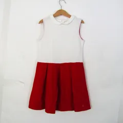 プチバトー ノースリーブワンピース トップス キッズ 女の子用 10ans/138cmサイズ ホワイト×レッド PETIT BATEAU 【中古】のサムネイル