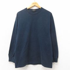 L/古着 STEVE&BARRYS 長袖 ビンテージ Tシャツ メンズ 00s 無地 コットン クルーネック 黒 ブラック 25may21 中古