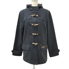 Z1551【美品】TOMMY HILFIGER DENIM ダッフルコート サイズSMALL 毛80％ 牛革 フード付