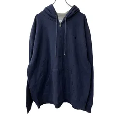 Champion ロゴスウェット パーカー 2XL ネイビー チャンピオン フーディー ジップアップ ビッグサイズ 古着卸 アメリカ仕入 a709-5751