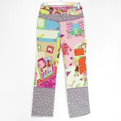 美品 OLLEBOREBLA アルベロベロ オレボレブラ ぶたさん 家モチーフ ストレッチ コットン パンツ チノパン M マルチカラー レディース 古着 中古 USED