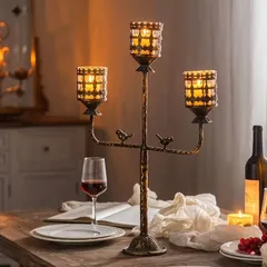 キャンドルスタンド キャンドルホルダー 3灯 アイアン 燭台 アンティーク クラシック ヴィンテージ レトロ ゴシック ロマンチック 癒し 卓上 デコレーション 装飾 インテリア おしゃれ シック ディナーテーブル