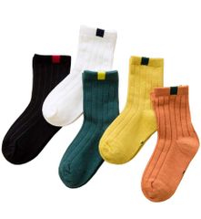 【数量限定】白 黒 綿 ソックス 男の子 女の子 くつした 可愛い カラフル 5足セット 子供 靴下 キッズ インソミラ InSomila