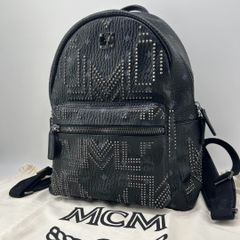MCM リュック ネイビー レザー ハラコ スタッズ 大容量収納 - メルカリ