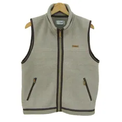 クロコダイル ベスト ジャケット アウター ジップアップ フリース メンズ Mサイズ ベージュ×茶 CROCODILE 【中古】