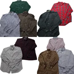 古着卸 まとめ売り ノーティカ NAUTICA 長袖シャツ 10枚セット (メンズ L /XL ) チェック ストライプ 無地 ワンポイント 中古 古着 MZ5124