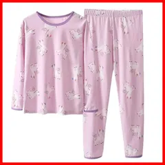 部屋着 上下セットアップ ルームウェア 綿 肌着 長袖 寝間着 キッズ ガールズ 女児 パジャマ ジュニア 春夏秋冬 女の子 可愛い 子供服 通気 柔軟 [HahaNice] 100-160